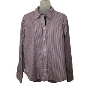 VERONICA BEARD Women's Red White Striped Button Front Stretch Sz 6